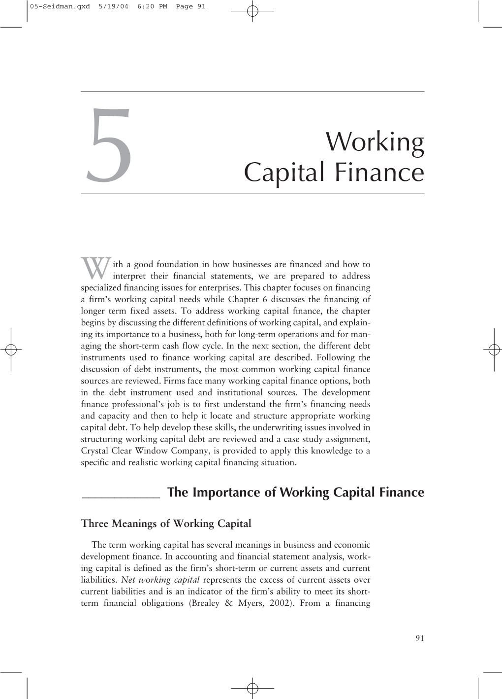 Chapter 5. Working Capital Finance