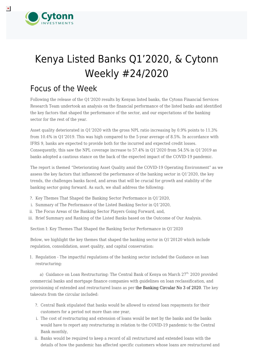 Cytonn Report a Product of Cytonn Technologies