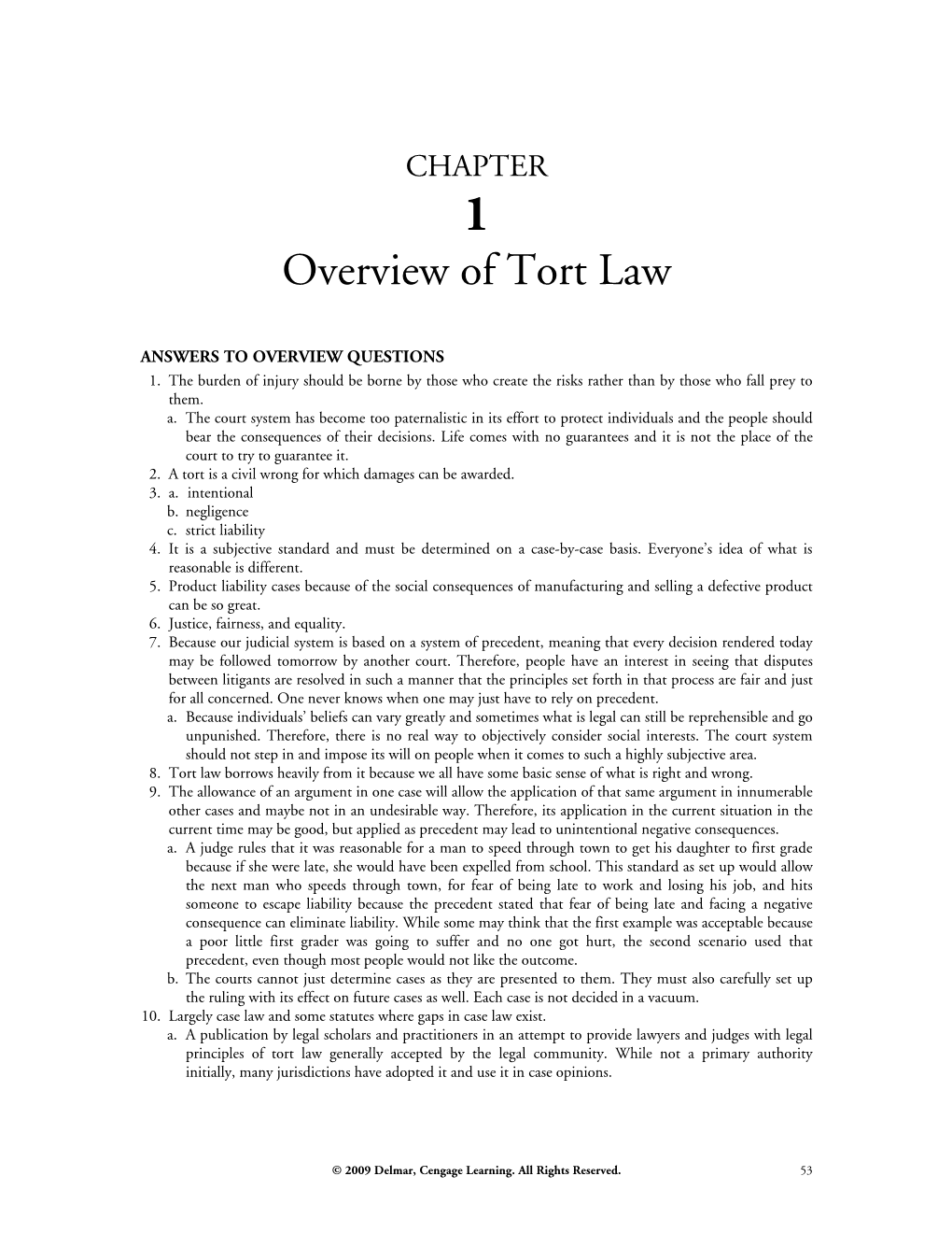 Overview of Tort Law