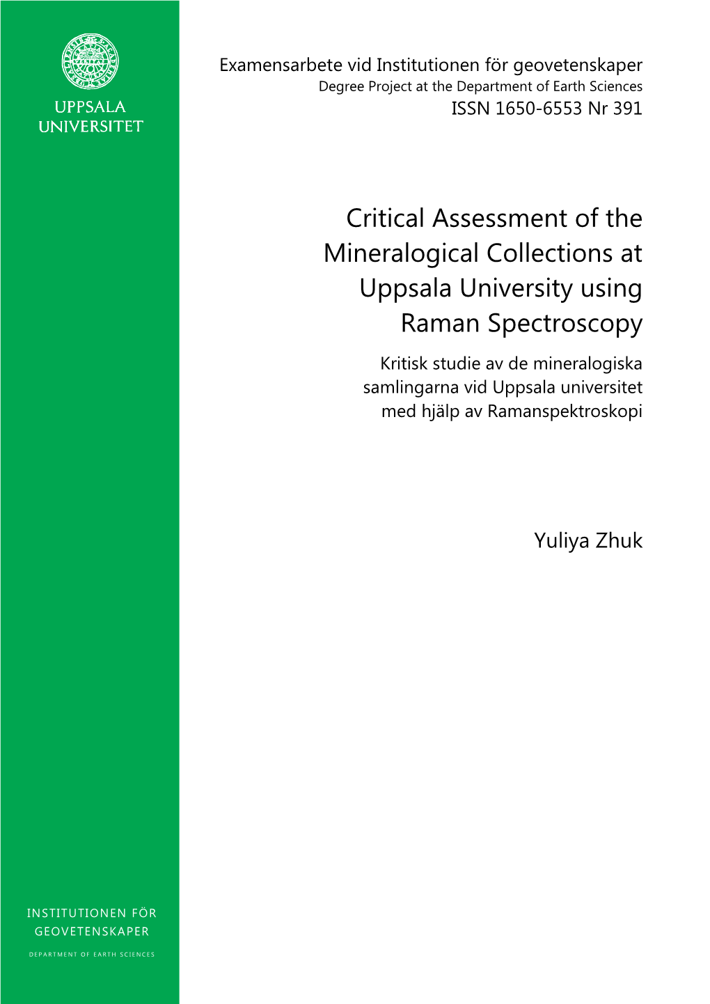 Critical Assessment of the Mineralogical Collections At