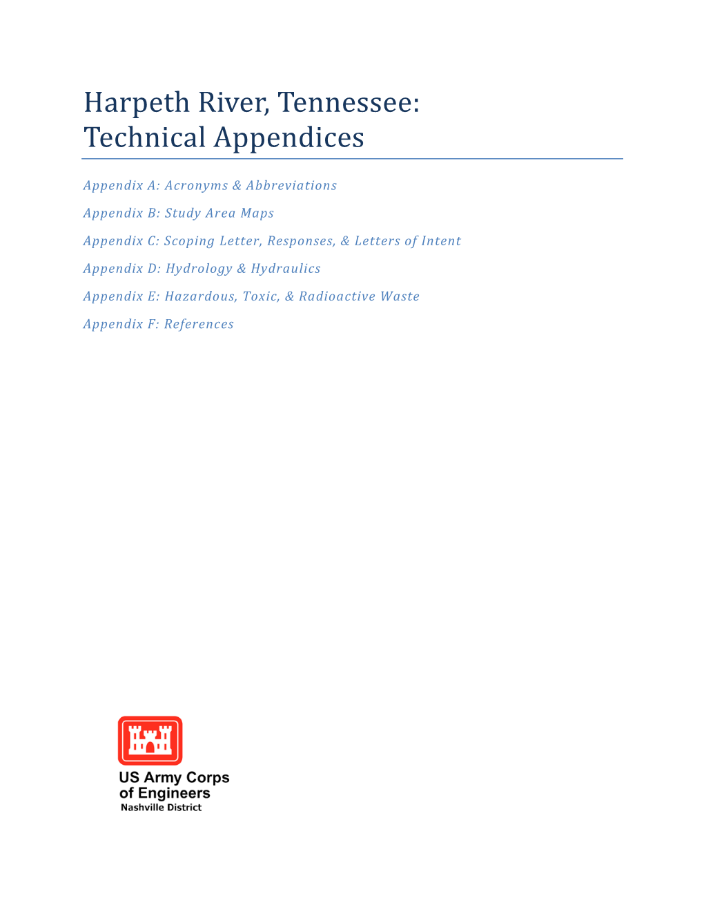 Harpeth River, Tennessee: Technical Appendices