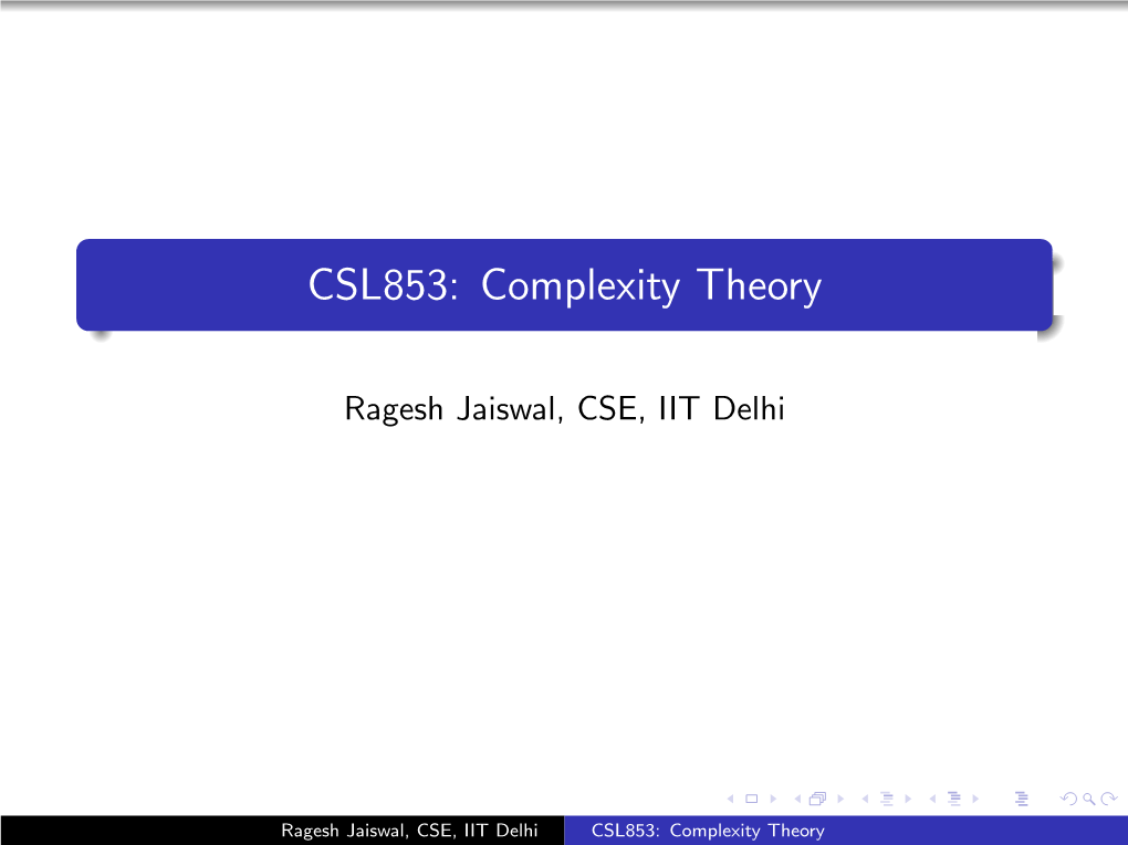 Complexity Theory