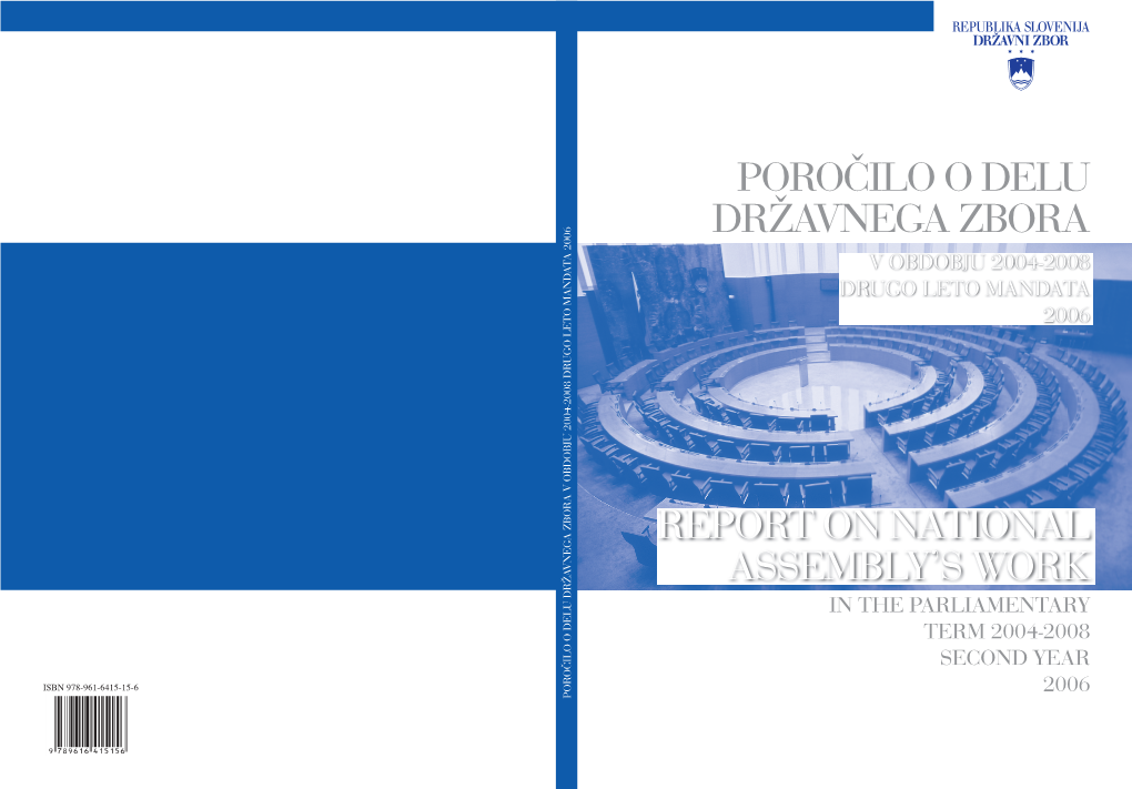 Poročilo O Delu Državnega Zbora Report on National Assembly's Work