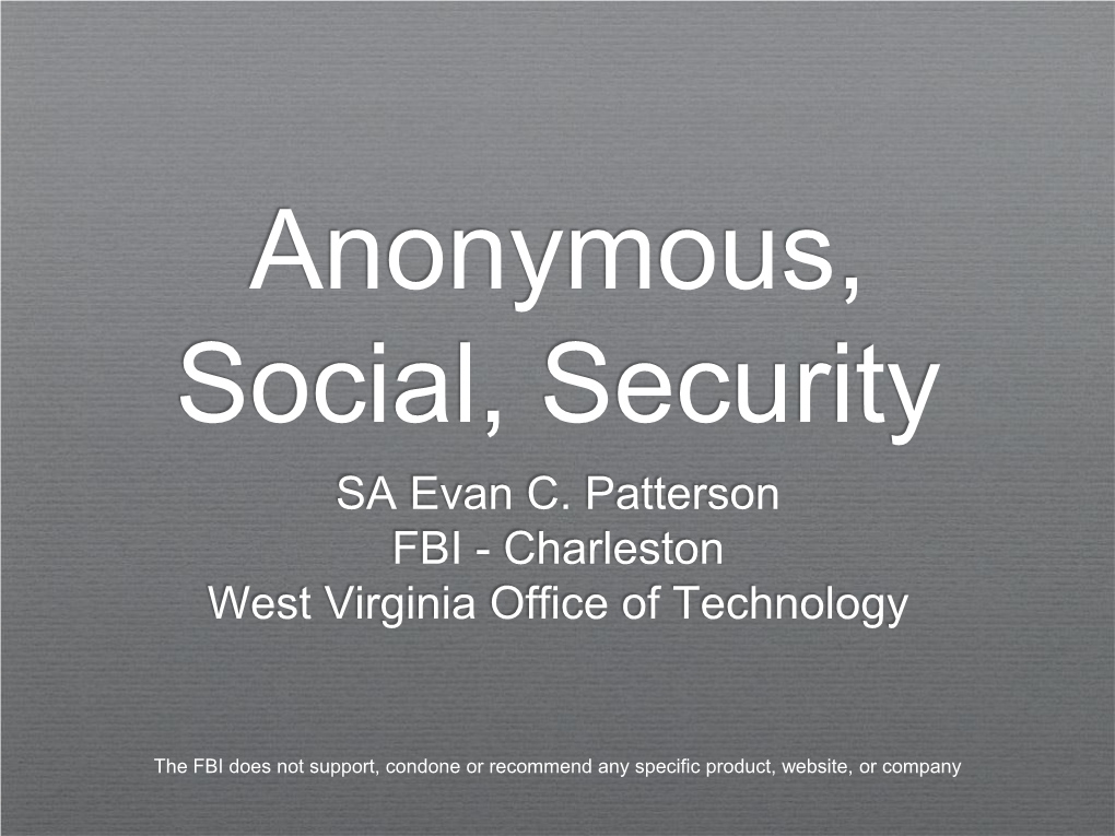 Anonymous, Social, Security SA Evan C