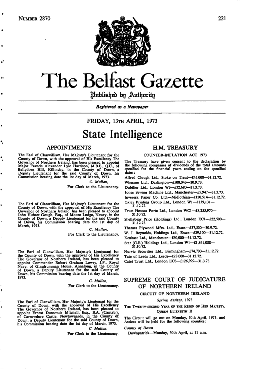 The Belfast Gazette By