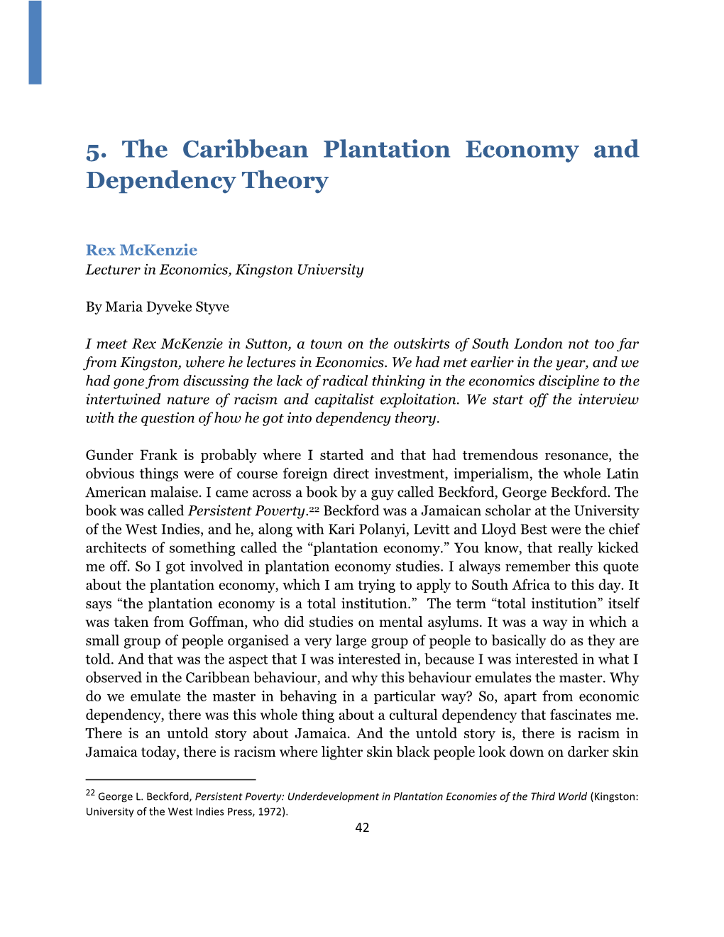 5. the Caribbean Plantation Economy and Dependency Theory