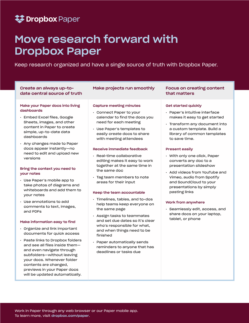 Move Research Forward with Dropbox Paper