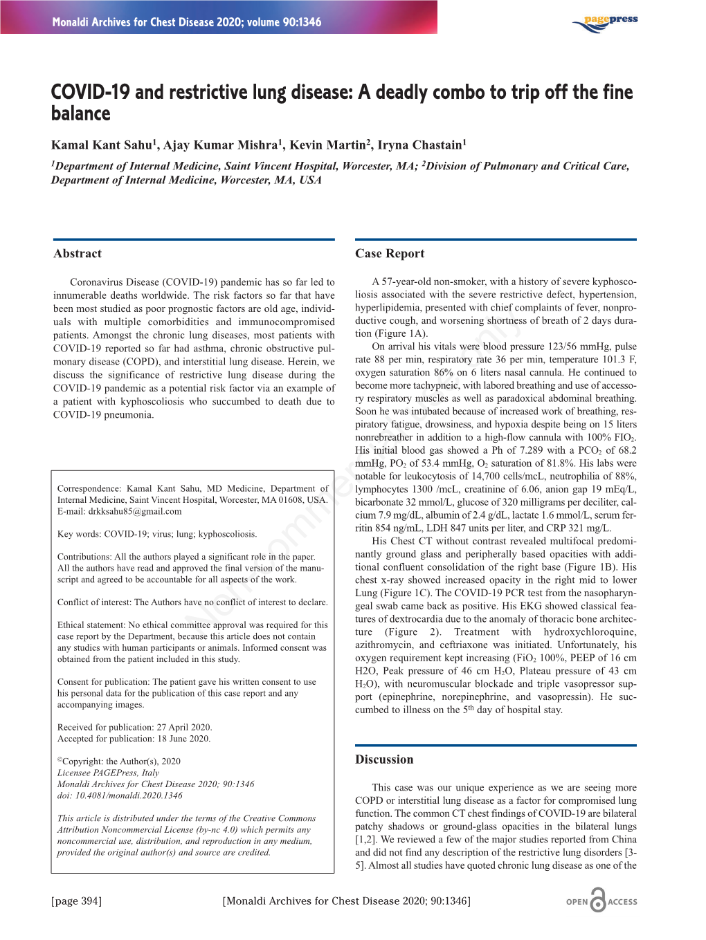 COVID-19 and Restrictive Lung Disease: a Deadly Combo to Trip Off the Fine Balance