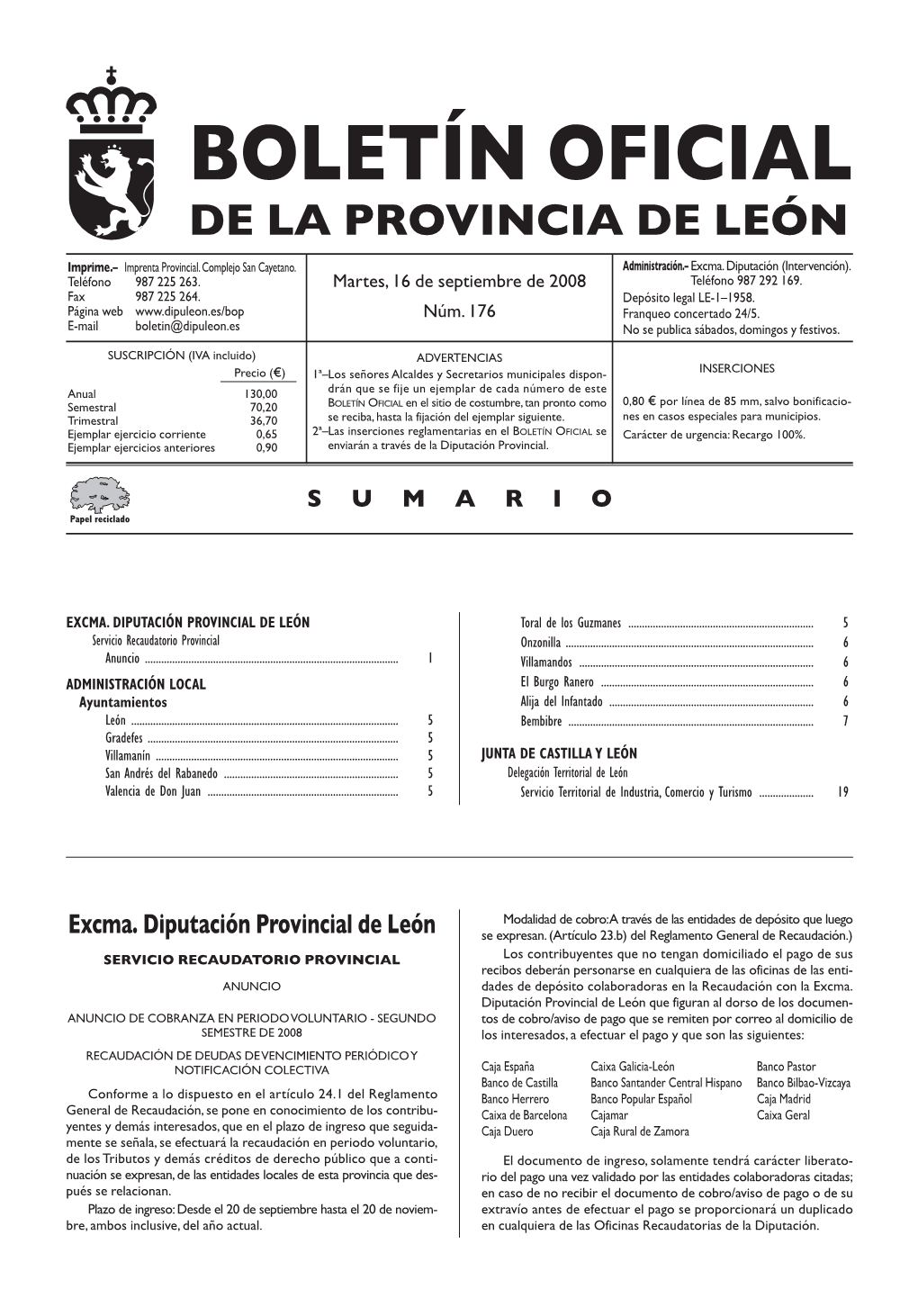 Boletín Oficial De La Provincia De León