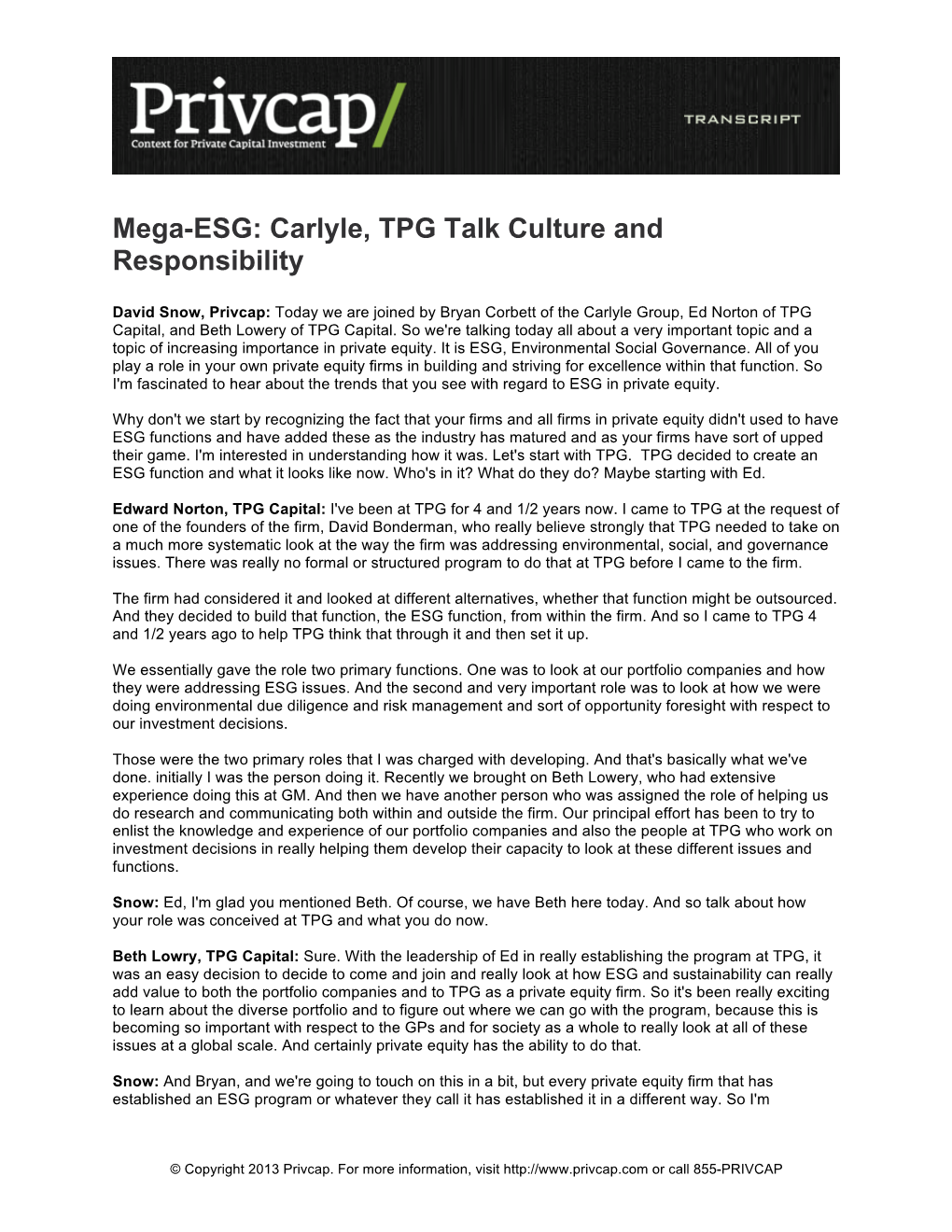 Mega-ESG: Carlyle, TPG Talk Culture and Responsibility