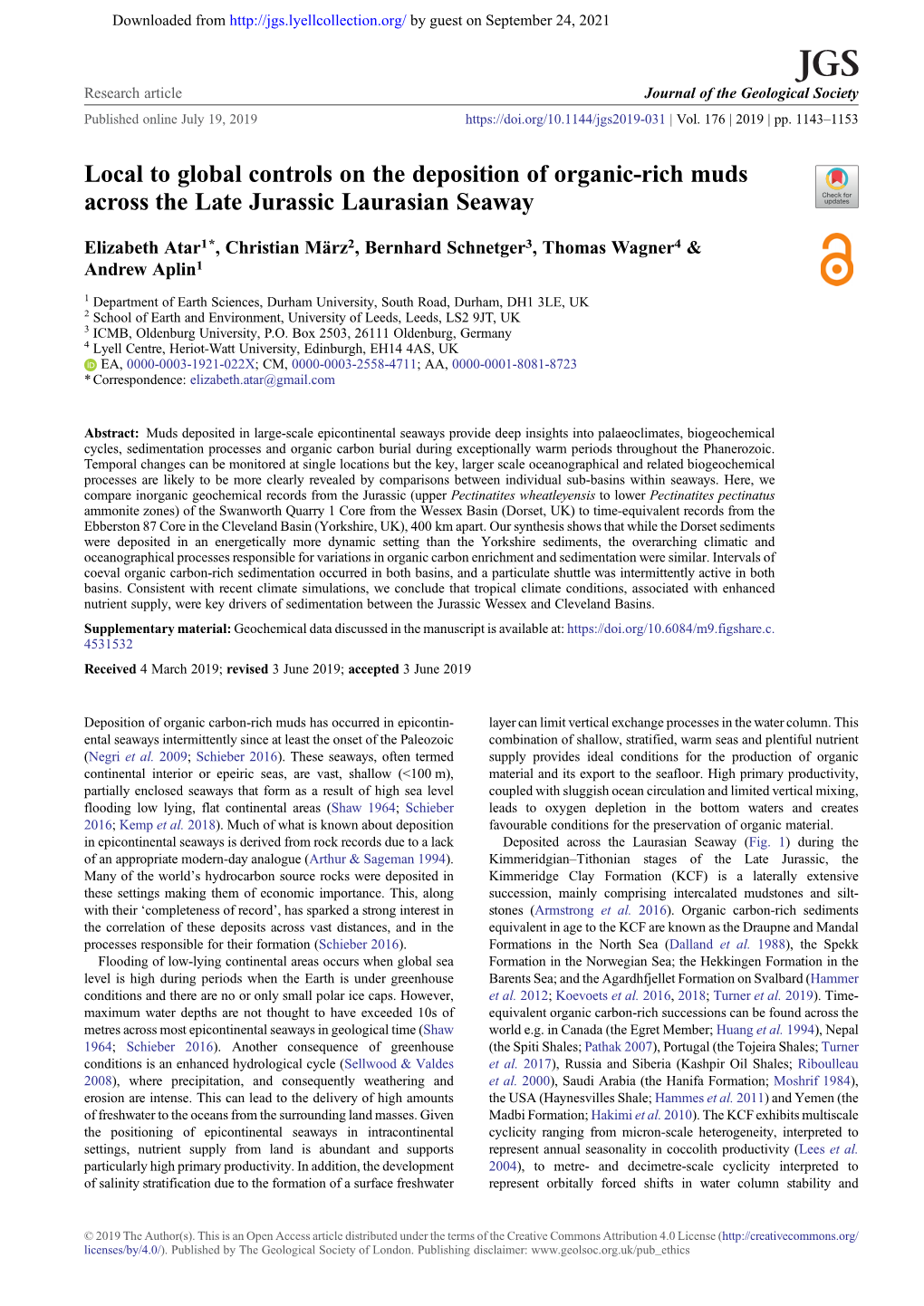 Local to Global Controls on the Deposition of Organic-Rich Muds Across the Late Jurassic Laurasian Seaway