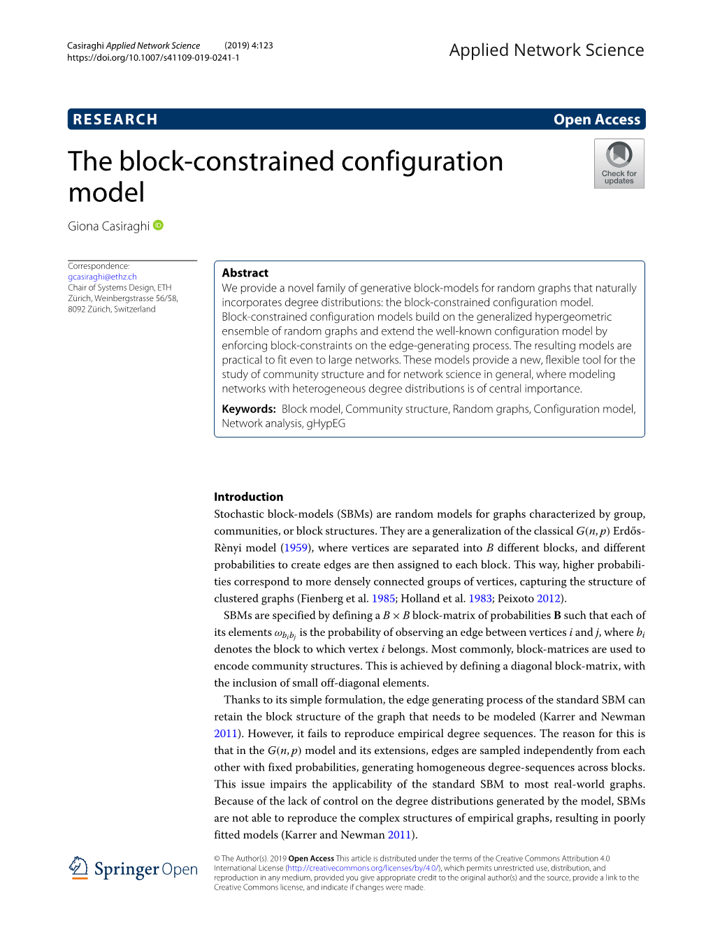 The Block-Constrained Configuration Model Giona Casiraghi