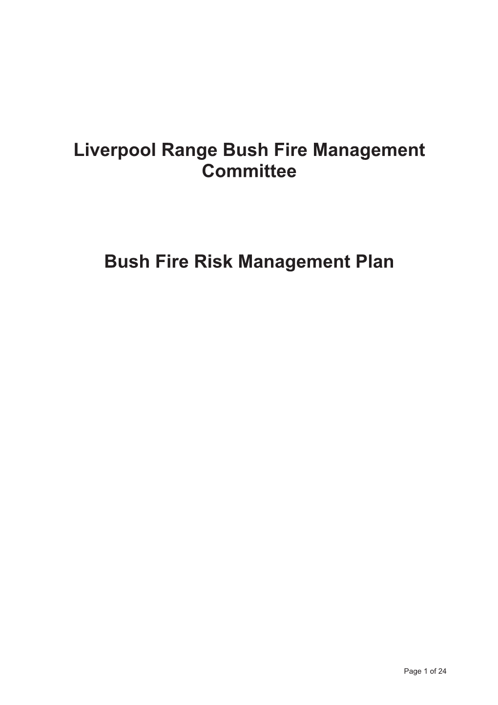 Model Bush Fire Risk Management Plan 2008