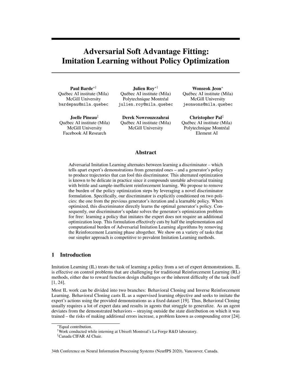 Adversarial Soft Advantage Fitting: Imitation Learning Without Policy Optimization