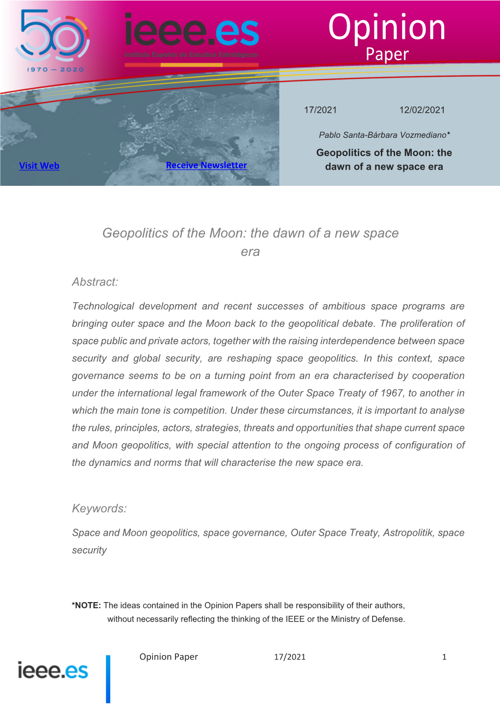 Geopolitics of the Moon: the Dawn of a New Space Era