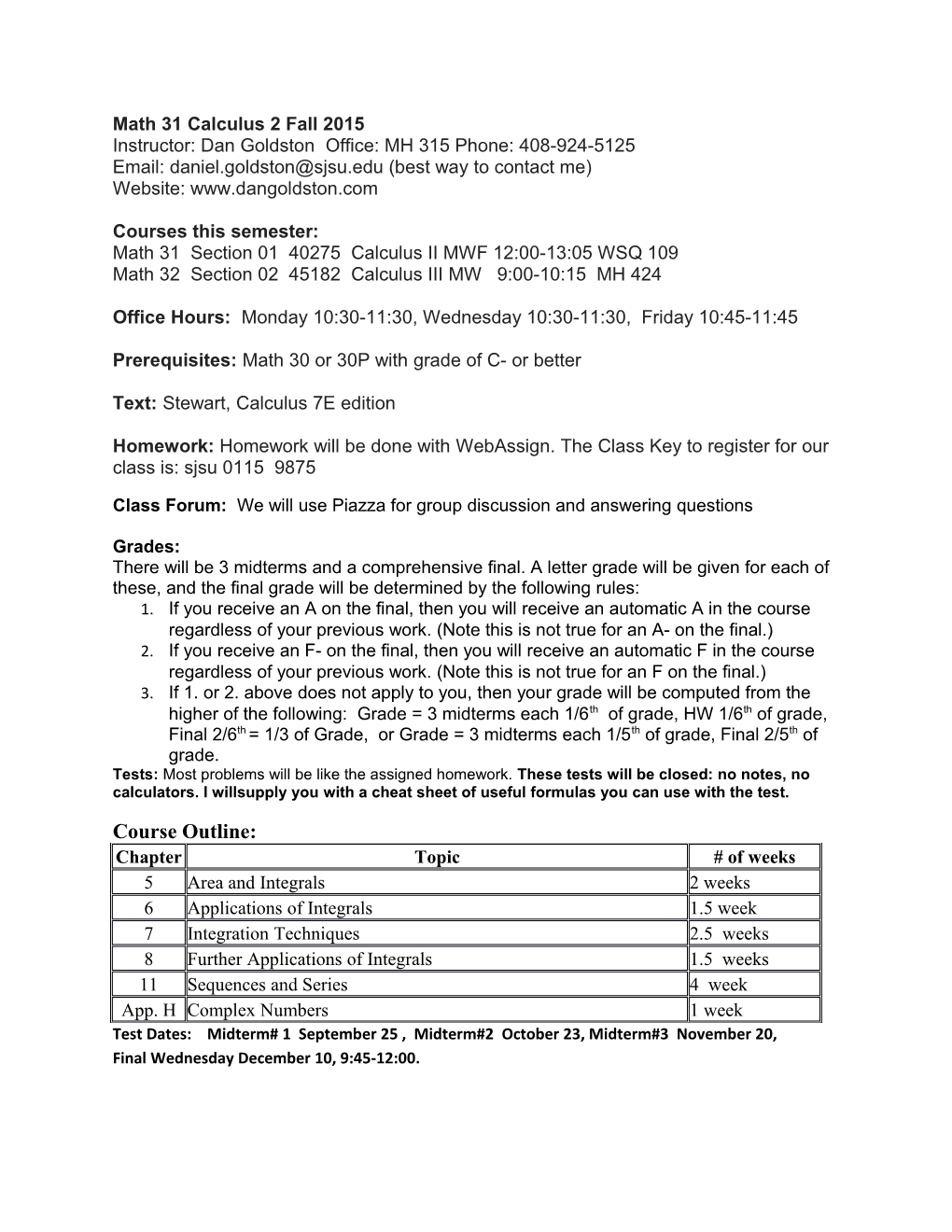 Math 31 Calculus 2 Fall 2015