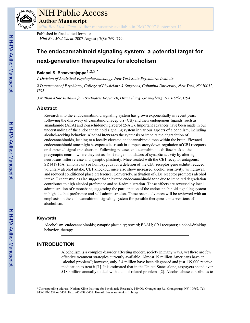 NIH Public Access Author Manuscript Mini Rev Med Chem