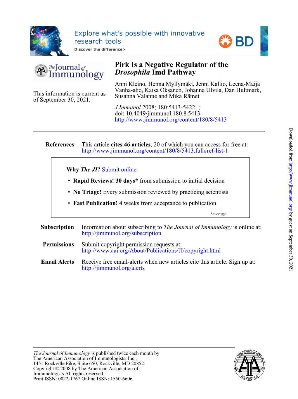 Imd Pathway Drosophila Pirk Is a Negative Regulator Of