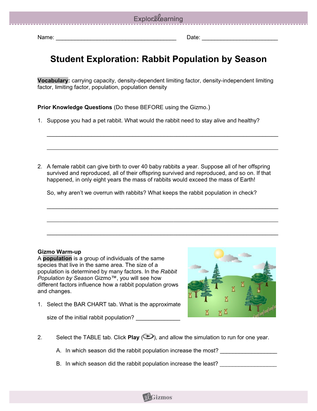 Student Exploration Sheet: Growing Plants s7