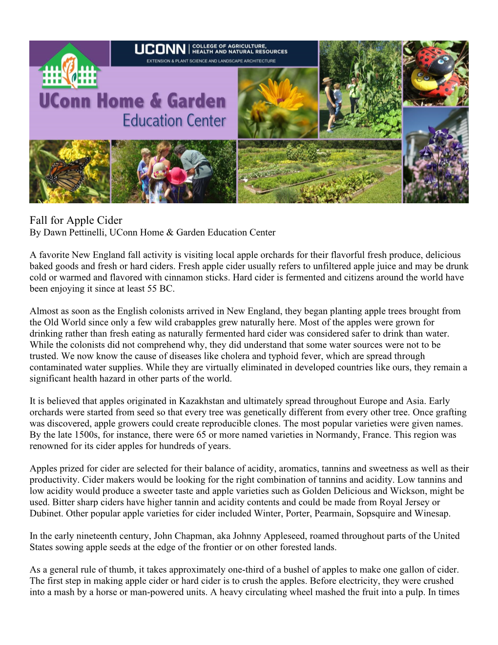 Fall for Apple Cider by Dawn Pettinelli, Uconn Home & Garden Education Center