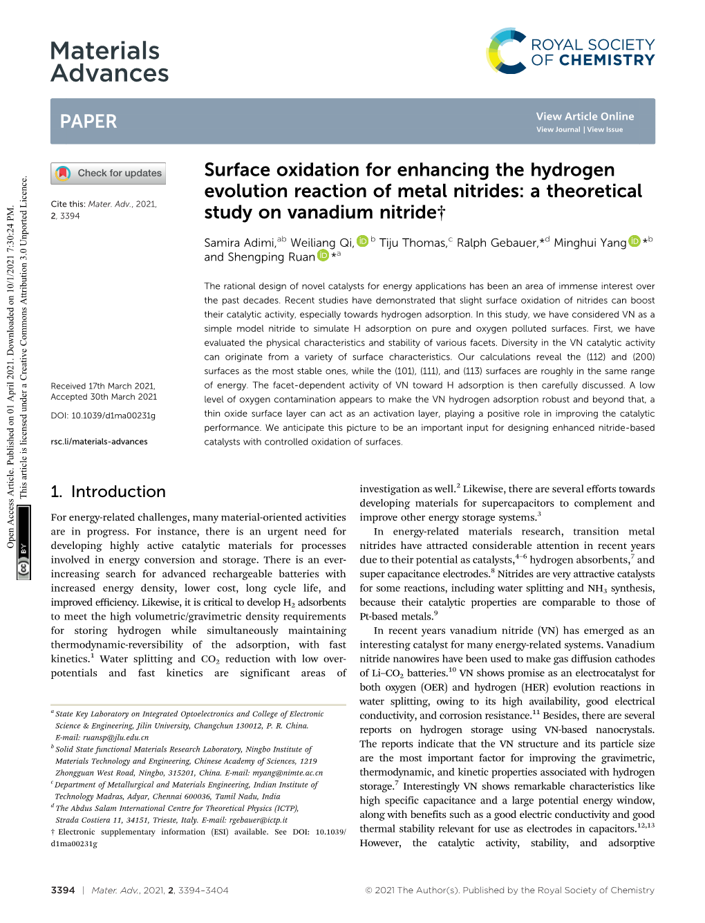 A Theoretical Study on Vanadium Nitride