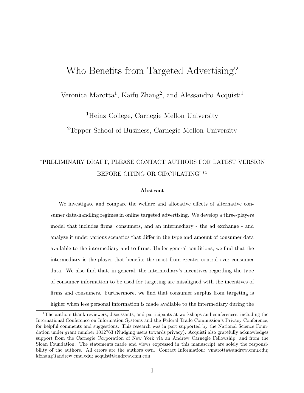 Who Benefits from Targeted Advertising?