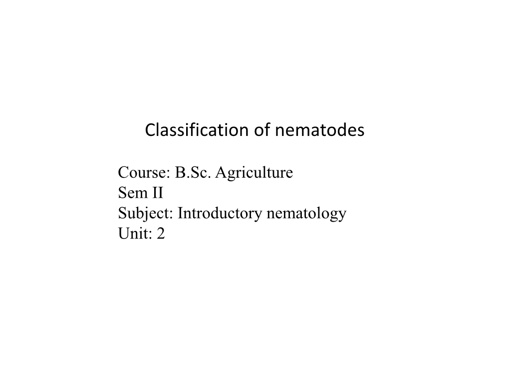 Classification of Nematodes