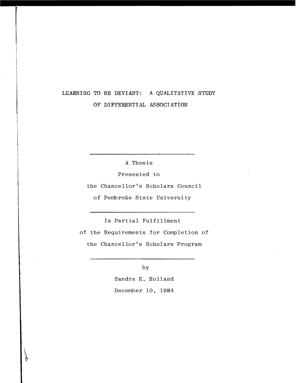 Learning to Be Deviant: a Qualitative Study of Differential Association