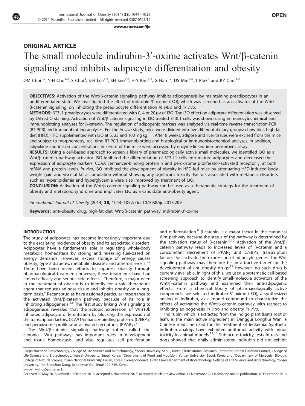 Beta;-Catenin Signaling and Inhibits Adipocyte Differ