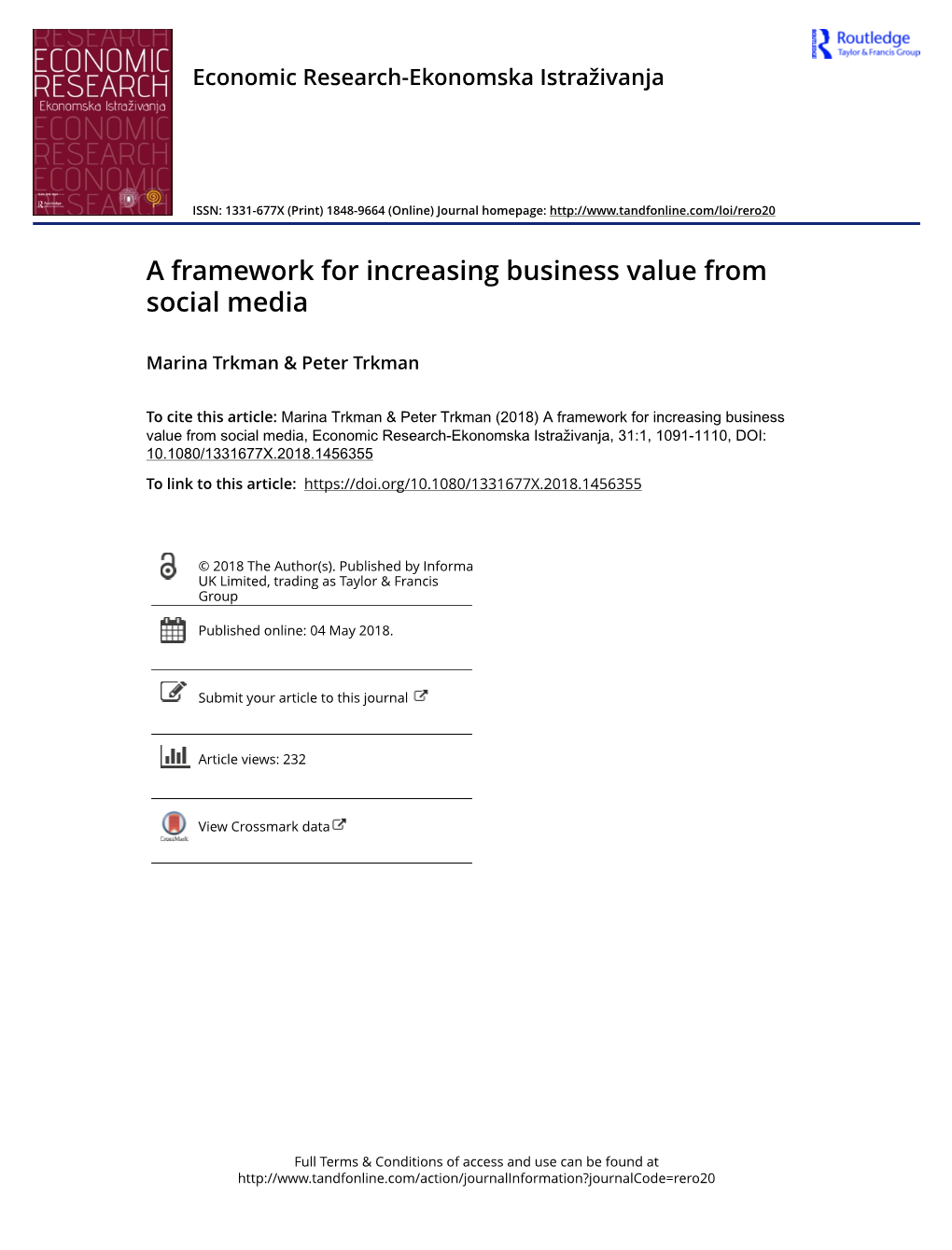 A Framework for Increasing Business Value from Social Media