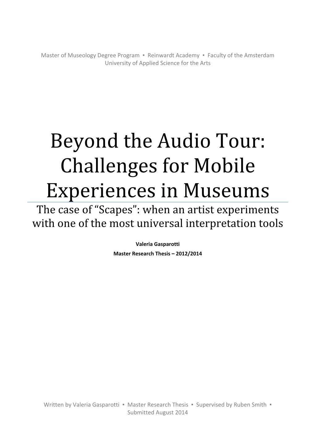 Beyond the Audio Tour