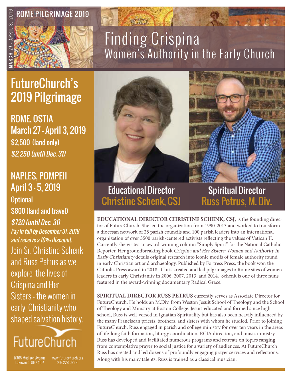 Finding Crispina Women’S Authority in the Early Church MARCH 27 - APRIL 3, 2019 27 - MARCH