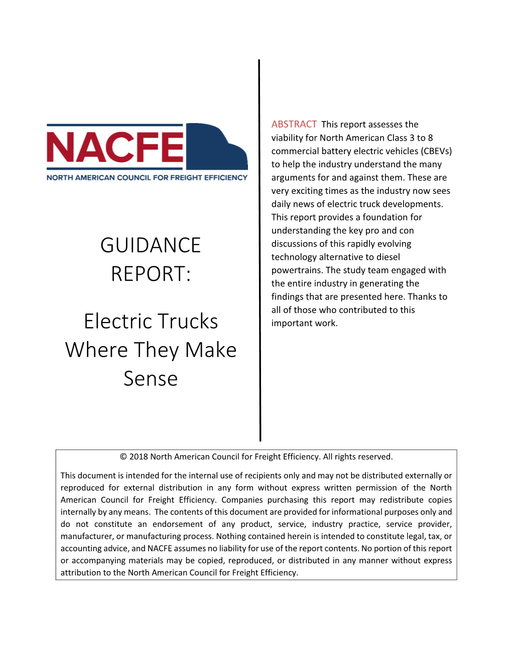 GUIDANCE REPORT: Electric Trucks Where They Make Sense