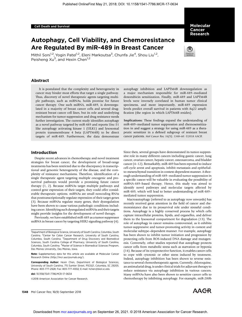 Autophagy, Cell Viability, and Chemoresistance Are Regulated By