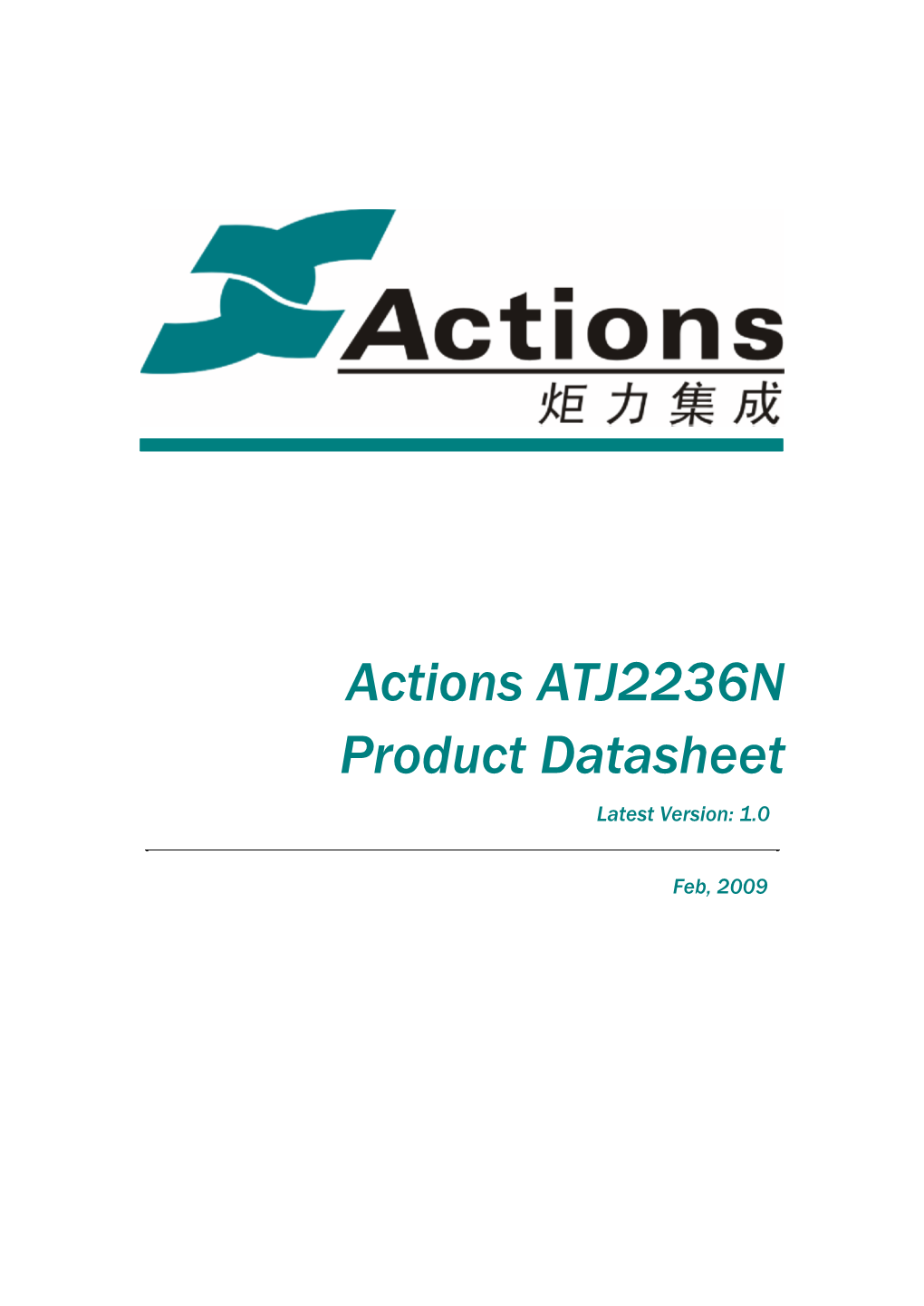Actions ATJ2236N Product Datasheet Latest Version: 1.0