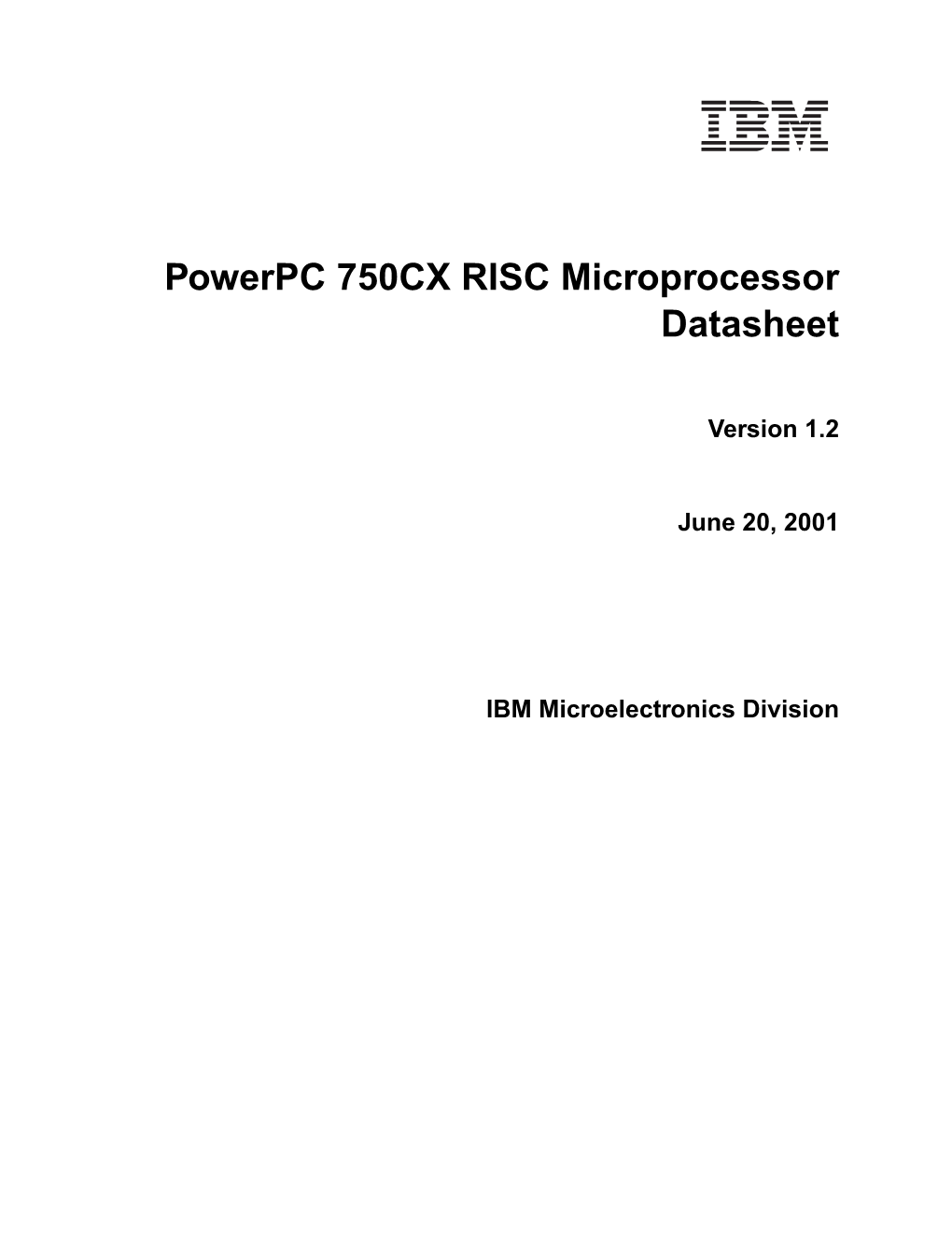 Powerpc 750CX RISC Microprocessor Datasheet