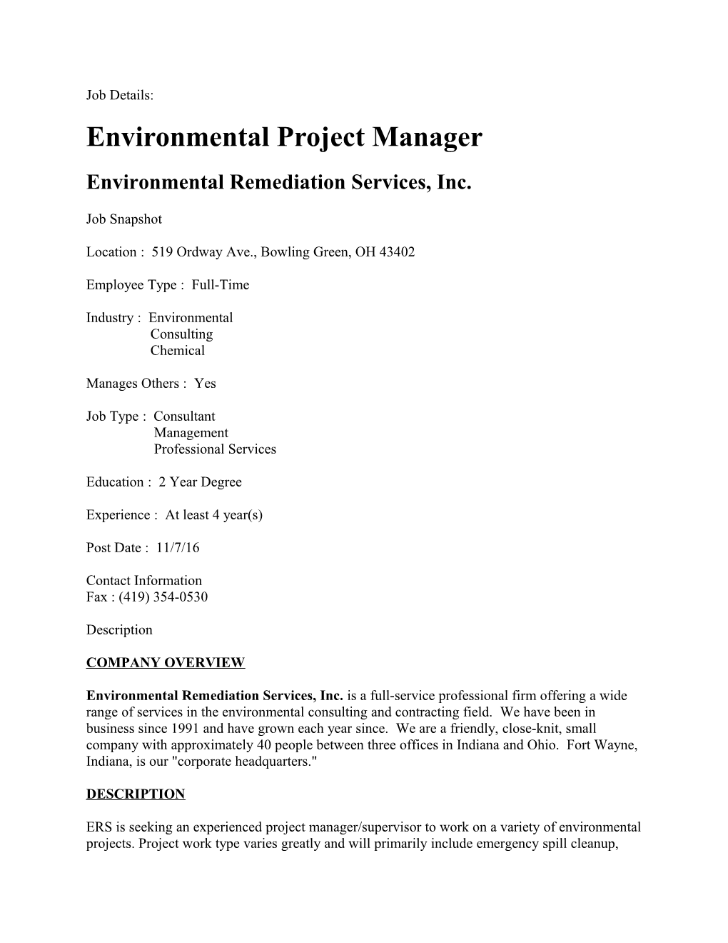 Environmental Remediation Services, Inc