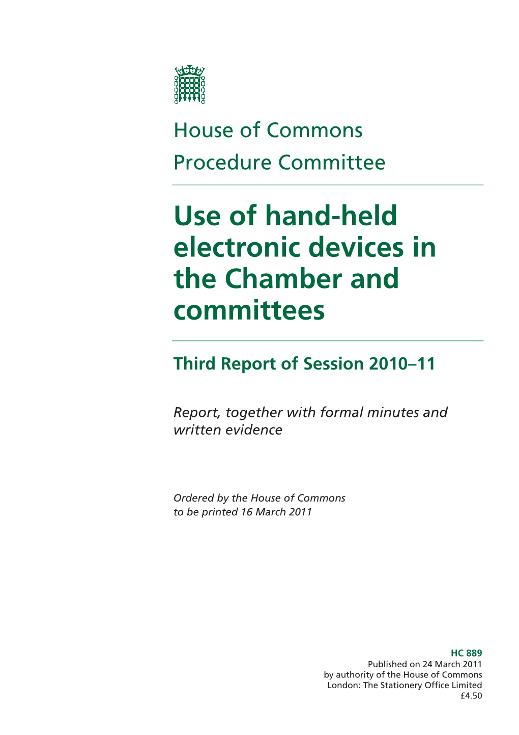 Use of Hand-Held Electronic Devices in the Chamber and Committees