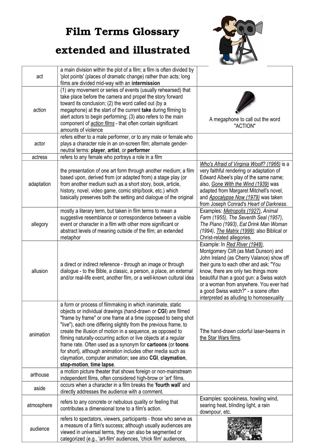 Glossary Film Terms Extended