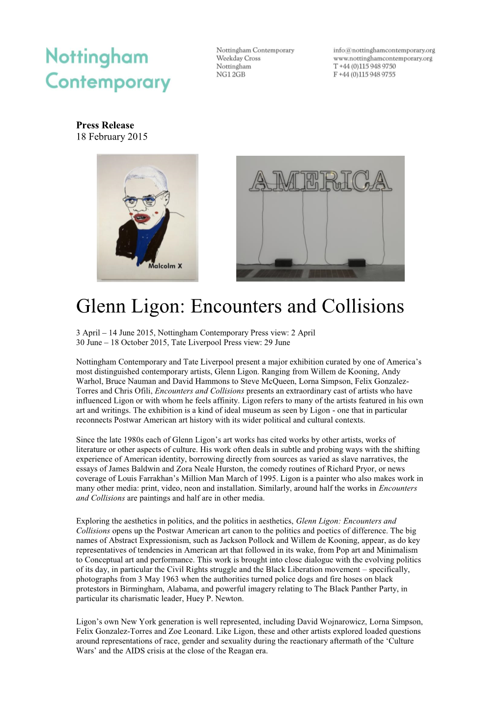 Glenn Ligon: Encounters and Collisions