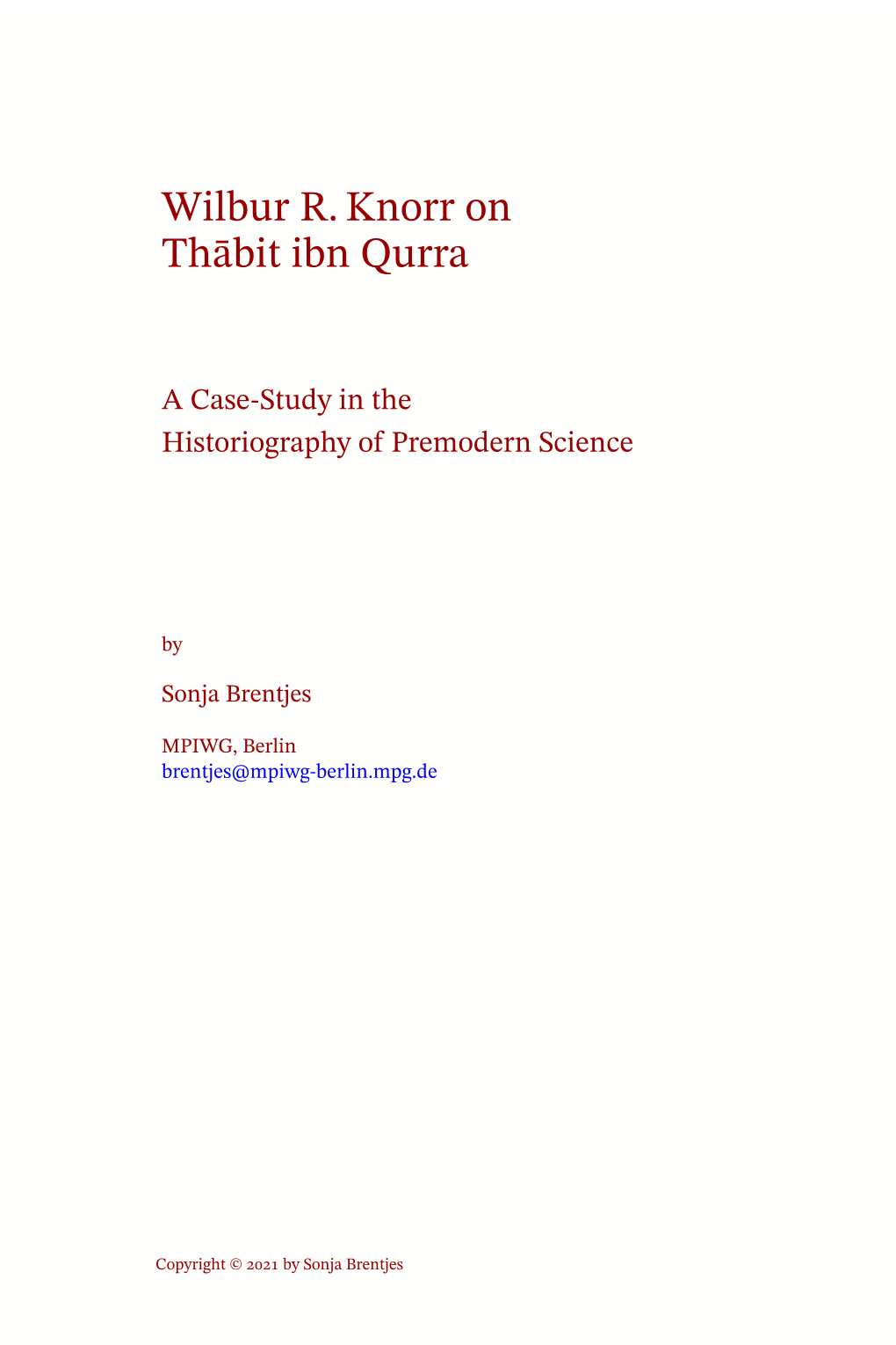 Wilbur R. Knorr on Thābit Ibn Qurra