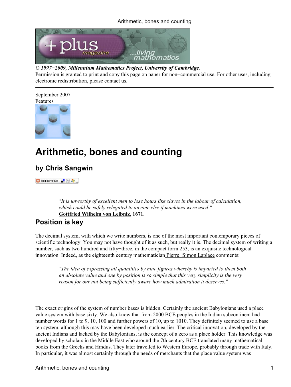 Arithmetic, Bones and Counting