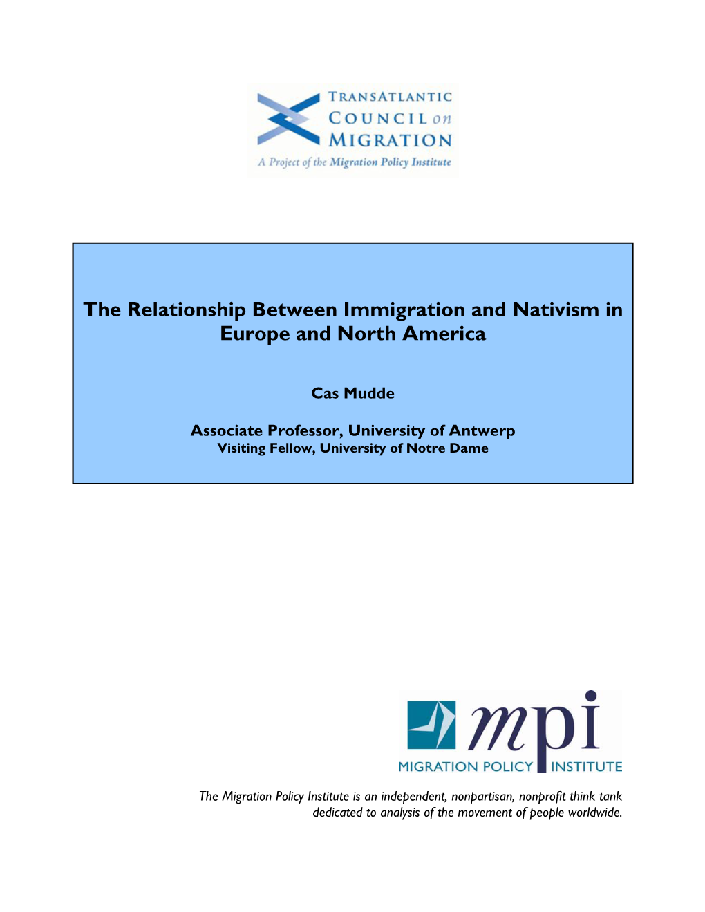 The Relationship Between Immigration and Nativism in Europe and North America