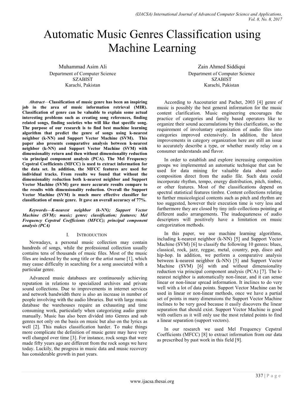 Automatic Music Genres Classification Using Machine Learning