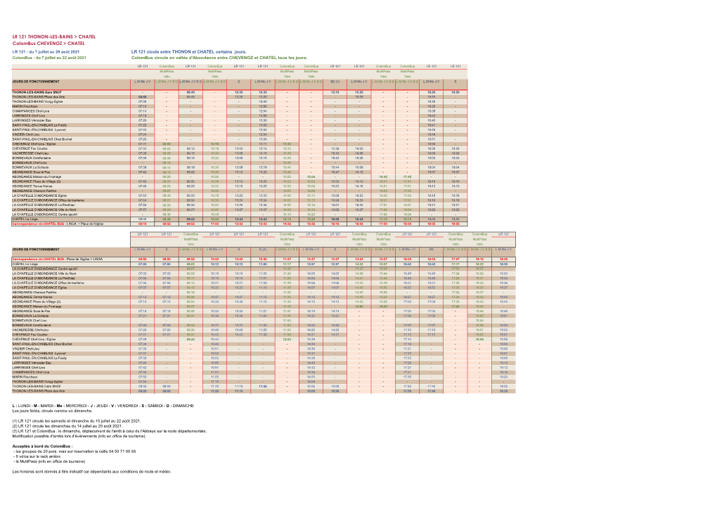 LR 121 THONON-LES-BAINS &gt; CHATEL Colombus CHEVENOZ