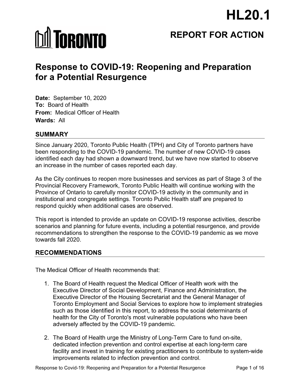 Response to COVID-19: Reopening and Preparation for a Potential Resurgence