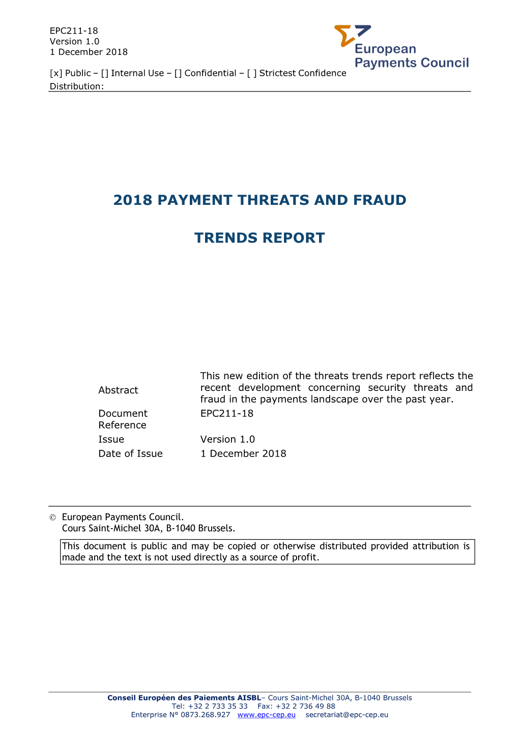 2018 Payment Threats and Fraud Trends Report (EPC211-18V1.0)