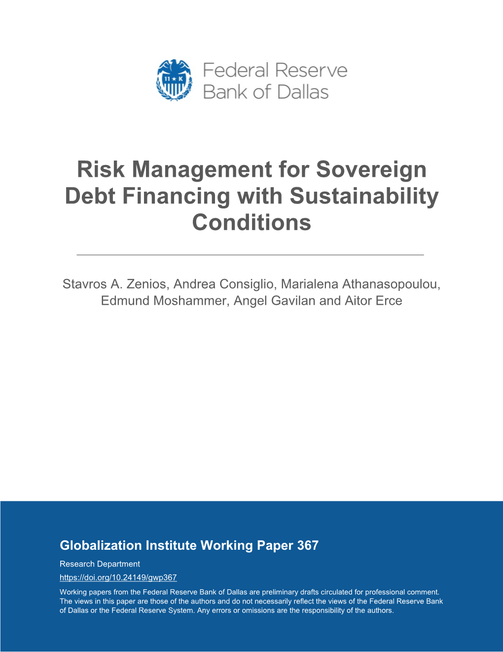 Risk Management for Sovereign Debt Financing with Sustainability Conditions