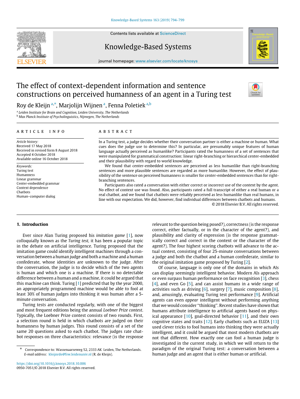 The Effect of Context-Dependent Information and Sentence