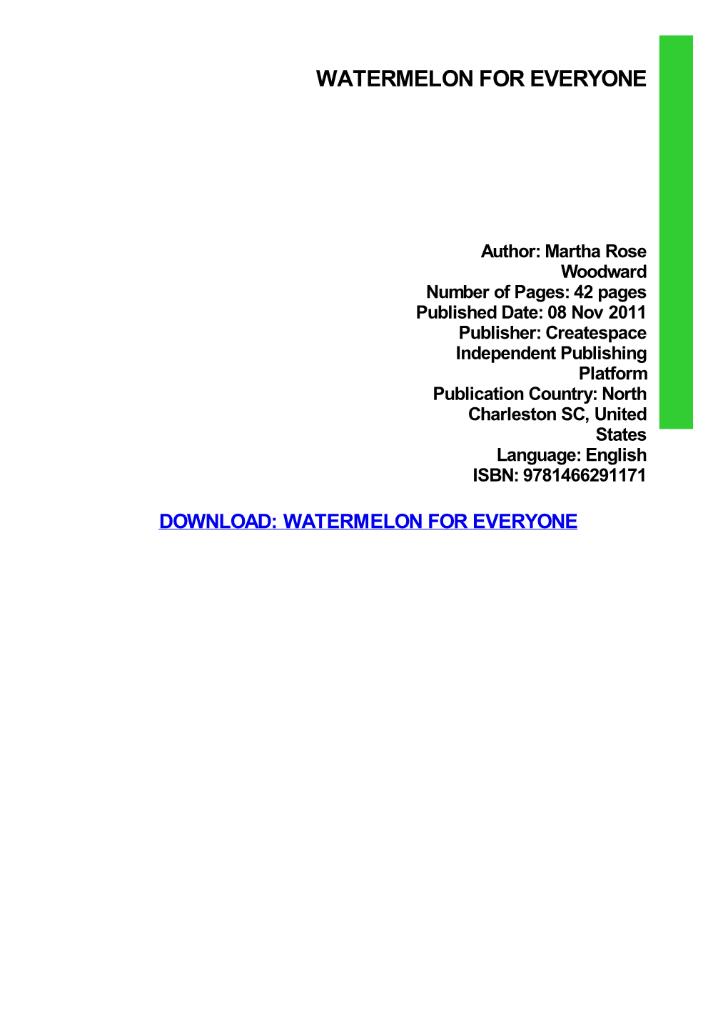 Watermelon for Everyone Pdf Free Download